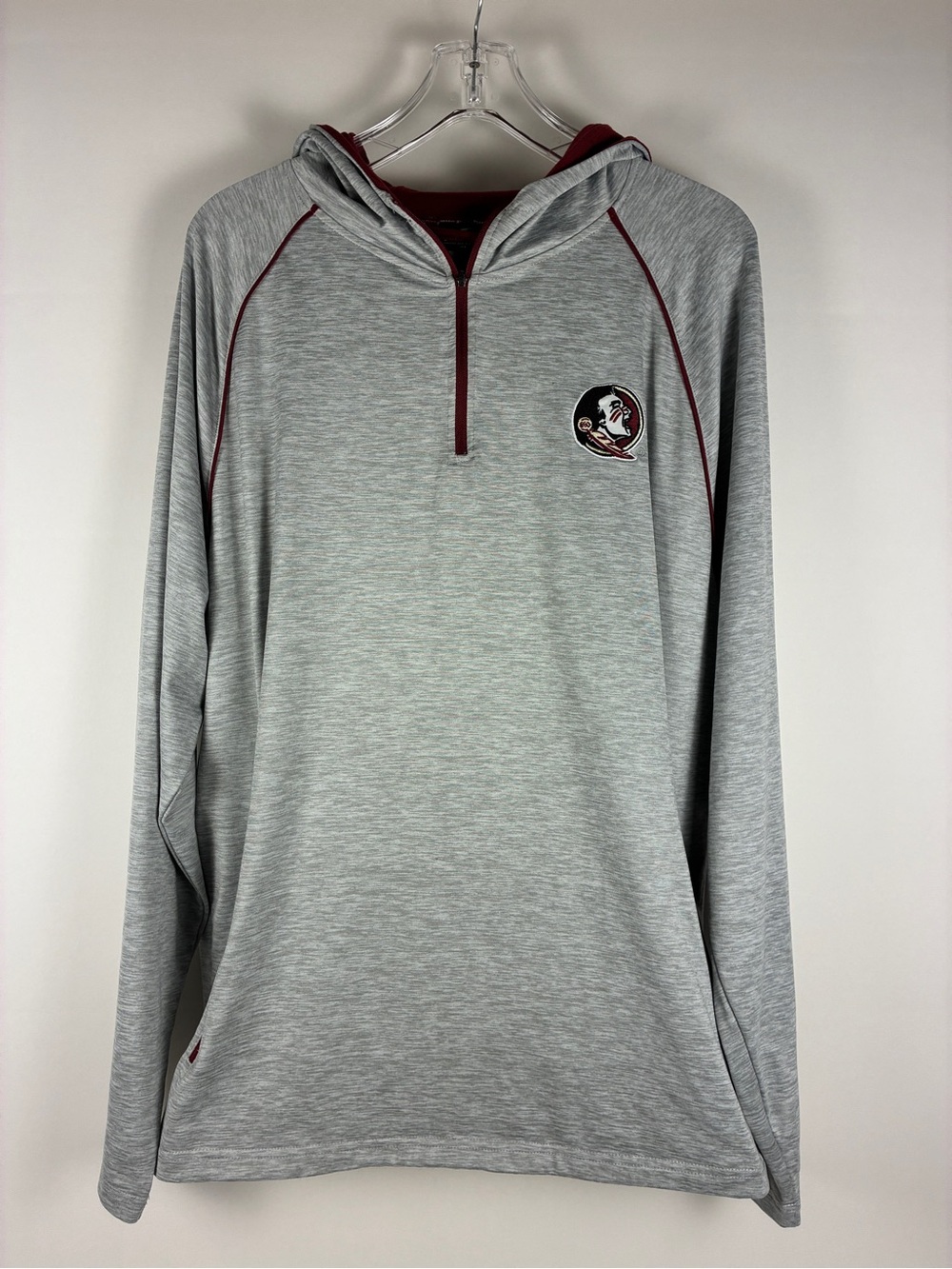 Colosseum Men’s XL Florida State University Gray Hooded Quarter-Zip Pullover FSU